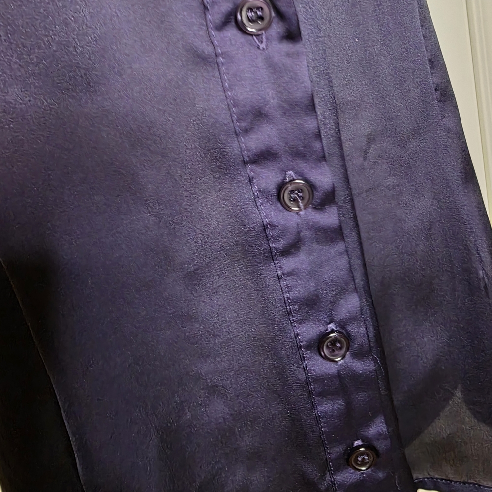 Spense Purple Button Down Ruffle Blouse - image 4